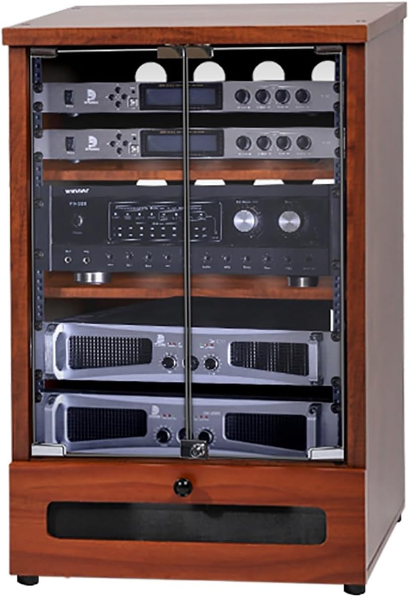 Vintage Wooden Media Cabinet for Record Player & Stereo, Audio Rack Tower Stand, Retro Media Shelf, Ideal for Home Entertainment & Decor, 57x55x90cm