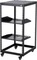 20U Server Rack Open Frame, Adjustable Depth 23'-40', Wall Mount & Free Standing IT Rack with Lockable Casters, 1U Shelf Included 500lbs Capacity for Network/AV Equipment