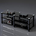 Portable Media Storage Rack Modern Cabinet with Cable Management Audio Rack for Entertainment Stereo Components HiFi Audio Equipment(A,Three-Layer)