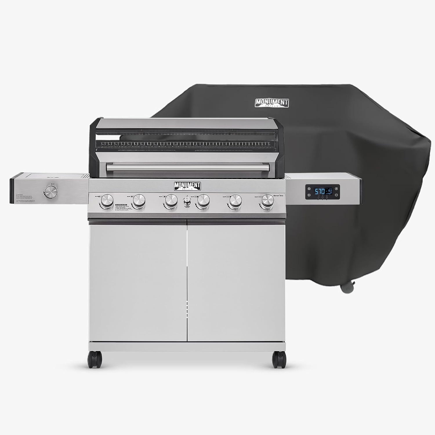 Monument Grills Denali Series, 6-Burner Convertible Natural Gas Smart bbq Grill Stainless Steel Denali 605 with BBQ Cover (Without Conversion Kit)