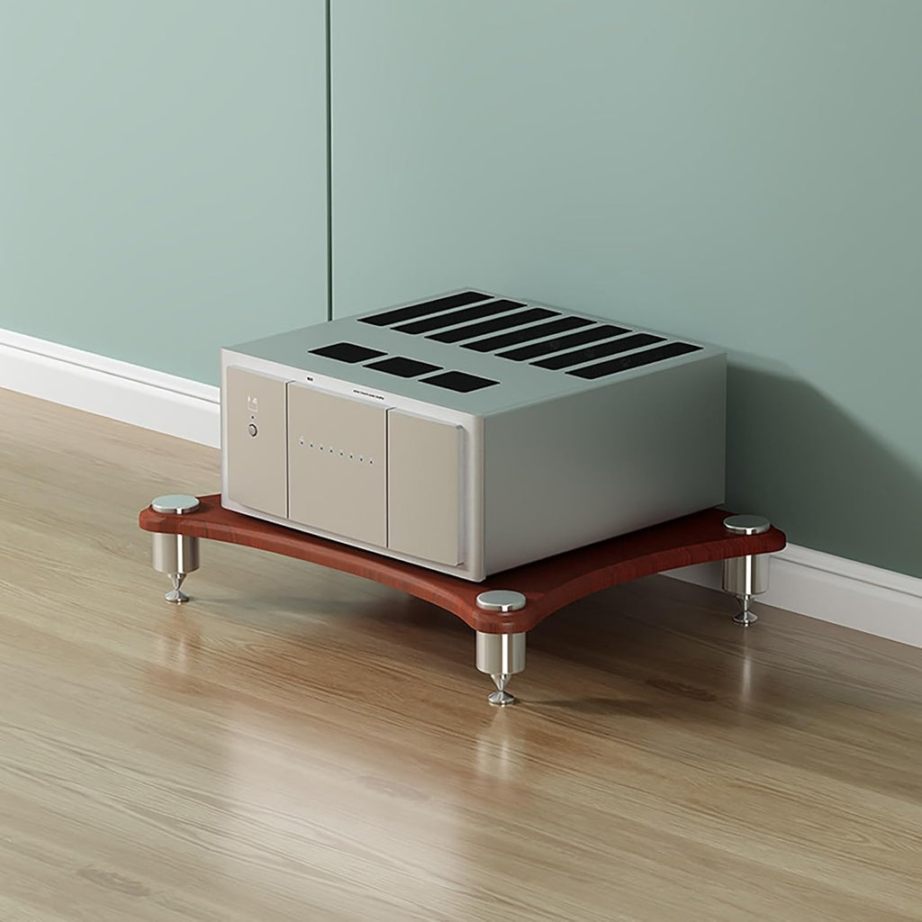 2/3/4 Tier AV Media Stand, Wooden Audio Rack Tower for Stereo & CD Player, Modern HiFi Component Cabinet Furniture, Corner Shelf for Entertainment Center (Red, 60 * 40cm)