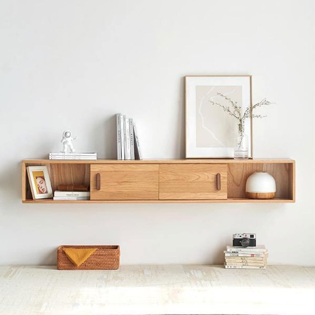 Wall mounted TV Cabinet Decorative Wall Display Floating Shelf Wall Shelf Entertainment Unit TV Stand TV Media Console Audio-visual Equipment Shelves TV Shelf Wooden Storage Cabinet Gaming Shelf