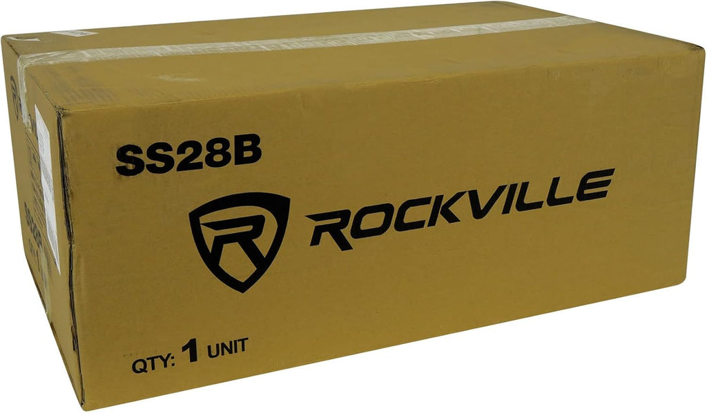 Rockville Pair SS28B Premium Black Wood Grain 28' Home Speaker Stands, 100lb Capacity, Solid MDF Wood, Dual Platforms, Spikes and Pads Included, for Home Theater and Studio Audiophiles