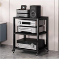 Rolling Audio Component Rack Stereo Shelf HiFi Audio Systems,Tower Media Stereo Stand Equipment Shelf, Home Commercial Corner Entertainment Center(3 tier-70cm Tall)