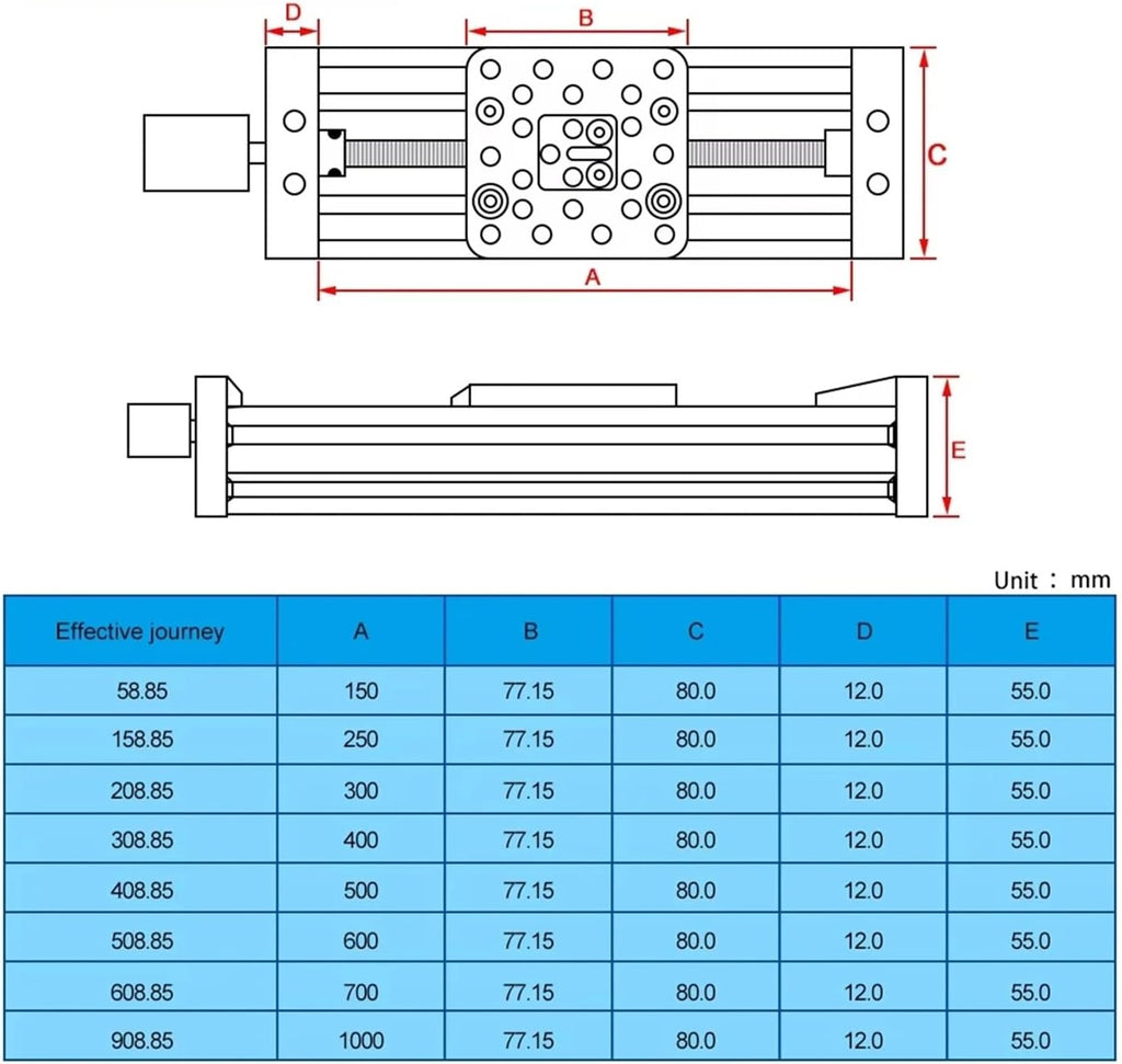CNC 3D Printer Linear Rail Z-axis Lead T8 Screw C-Beam Sliding Table Actuator Kit Linear Guides Support Step Servo Motor Tool(40mm Stroke)