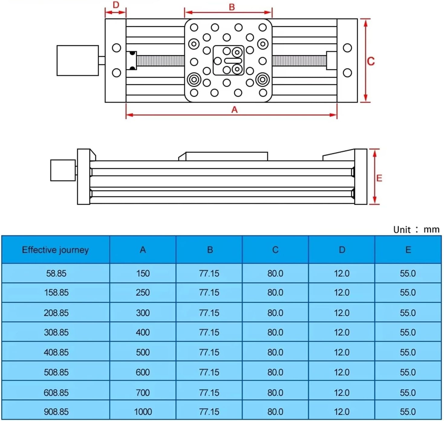 CNC 3D Printer Linear Rail Z-axis Lead T8 Screw C-Beam Sliding Table Actuator Kit Linear Guides Support Step Servo Motor Tool(40mm Stroke)