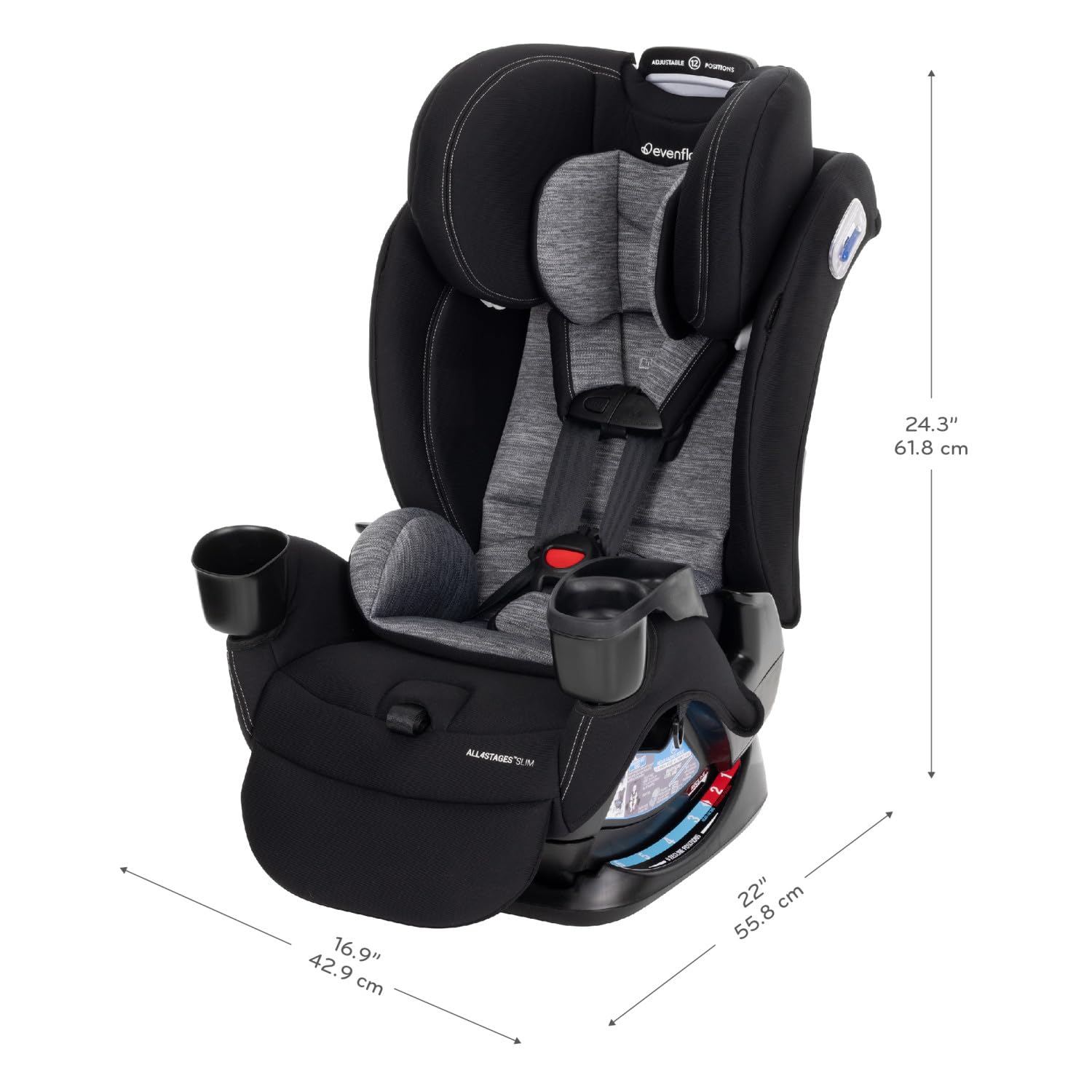 Evenflo All4Stages Slim Plus Canopy 4-in-1 Convertible Car Seat (Howell Black)