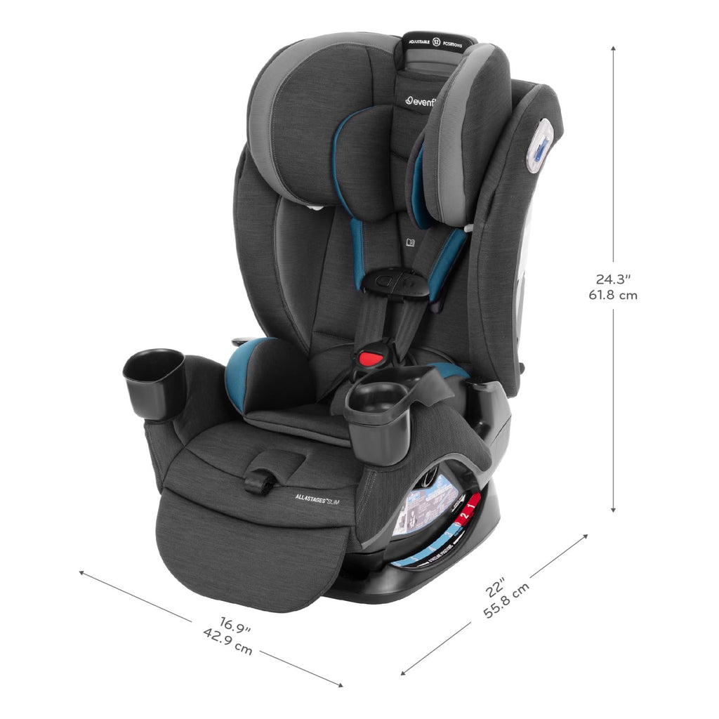 Evenflo All4Stages Slim Plus Canopy 4-in-1 Convertible Car Seat (Baker Gray)