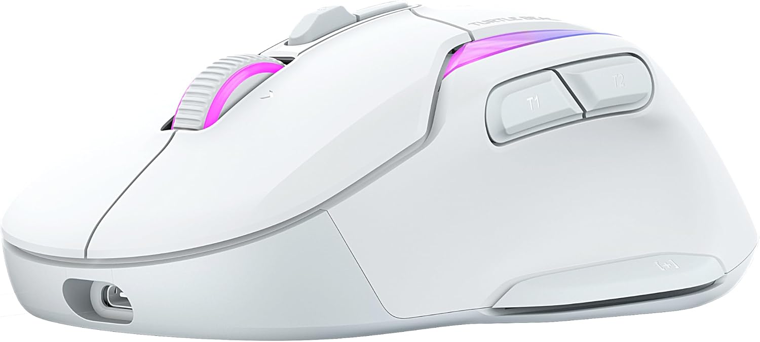 Turtle Beach Kone II Air Wireless RGB Gaming Mouse, 350-Hr Rechargeable Battery, 26000 DPI Optical Sensor, 100M Click Optical Switches, 21 Customizable Inputs, Ergonomic, 4D Scroll Wheel– Arctic White