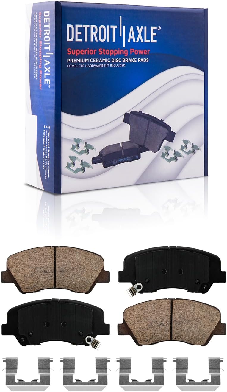 Detroit Axle - Brake Kit for 2012 2013 2014 2015 2016 2017 Hyundai Accent Kia Rio Brake Rotors Ceramic Brakes Pads Replacement: 10.08' inch Front Rotor & 10.31' inch Rear Rotor