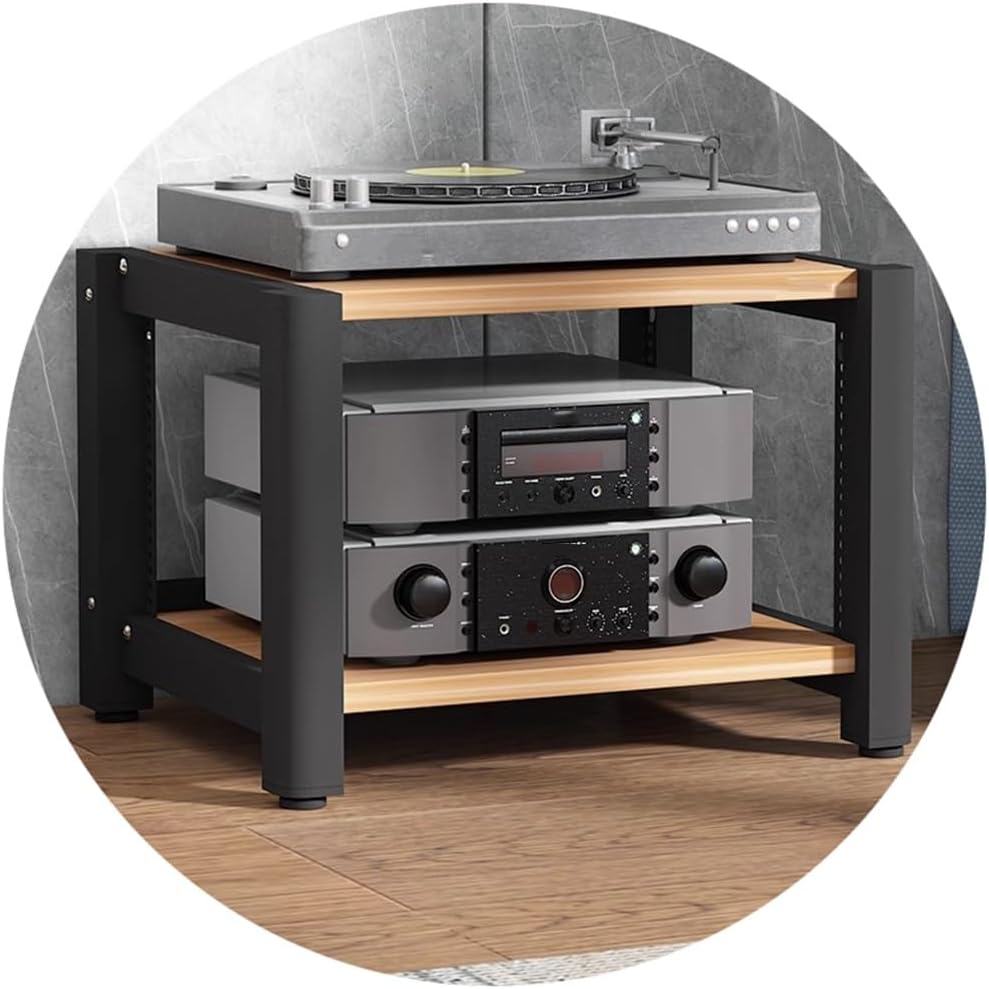 2/3/4 Layer HiFi Audio Cabinet Adjustable AV Shelf TV Stand for Record Player & Turntable Wood Home Entertainment Furniture HiFi Rack for AV Amp & Audio Equipment (60x50x40cm)