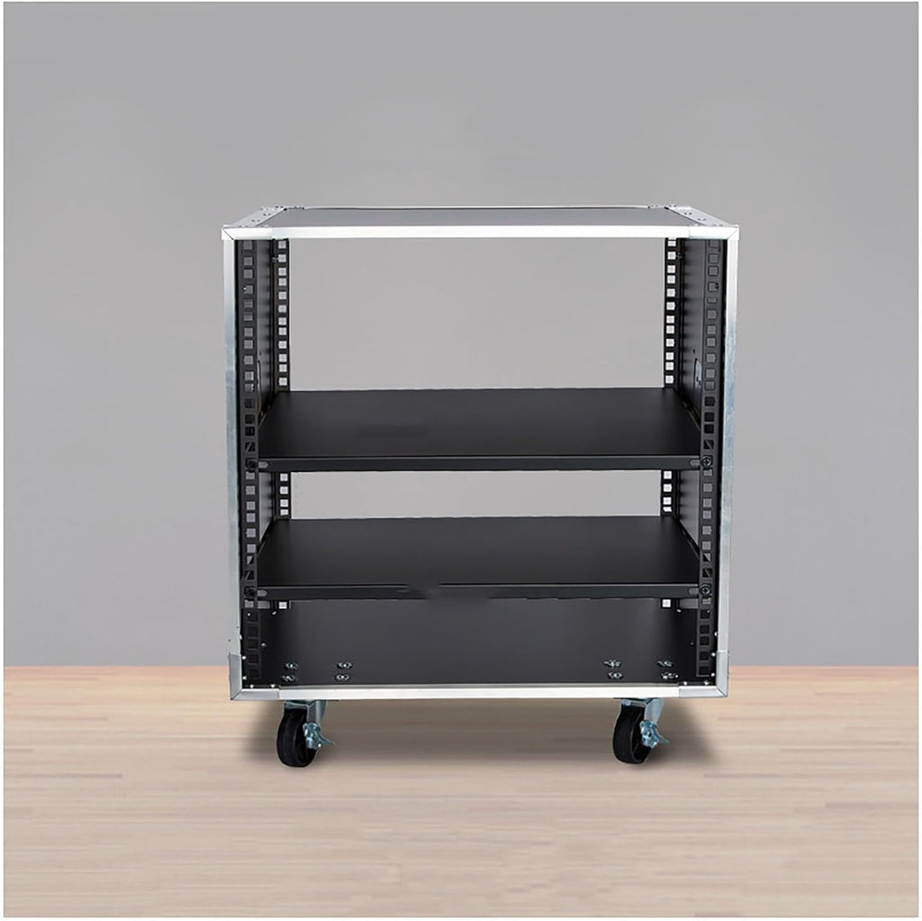 Portable Network Rack，Open Frame Rack，for Servers & AV Gear，with Caster Built-in Handle Network Rack， Rolling Network Rack（16U -87x52.5cm） (Size : 8U-2TIER-49.5X52.5CM)