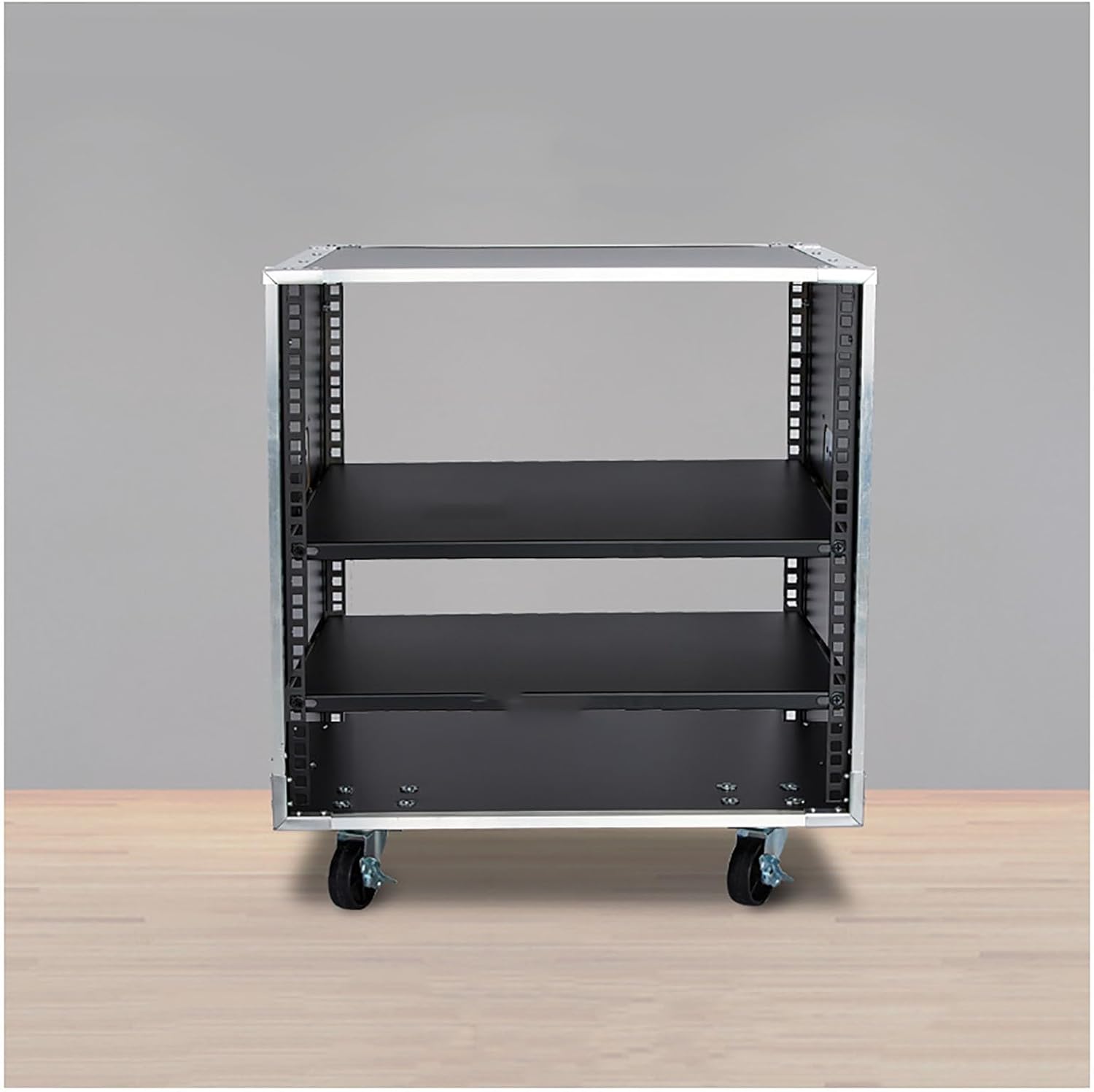 Portable Network Rack，Open Frame Rack，for Servers & AV Gear，with Caster Built-in Handle Network Rack， Rolling Network Rack（16U -87x52.5cm） (Size : 8U-2TIER-49.5X52.5CM)