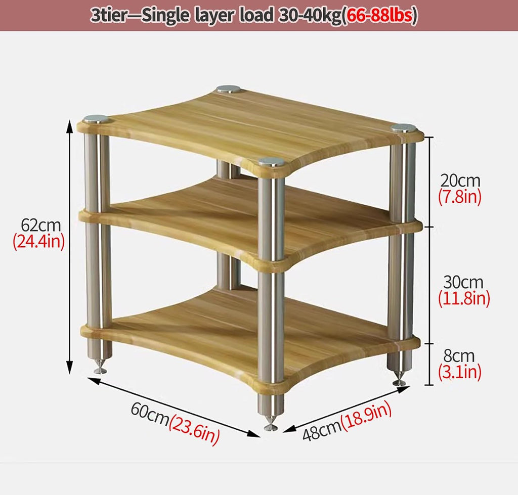 Heavy Duty 3-Tier Audio Component Rack for Living Room & Small Spaces - Modern HiFi Stereo Stand Tower Media Shelf System, Durable Equipment Organizer