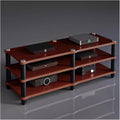 Heavy Duty Audio Video Component Cabinet, 3-Tier Media Stand for Home Stereo Equipment, Open-Ended Design for Easy Access, Stylish Brown Finish, Durable Storage Solution