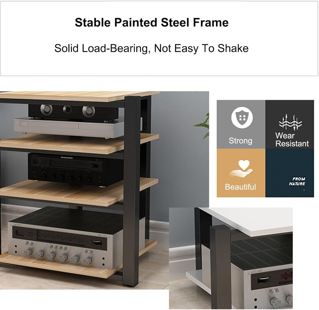 Red AV Cabinet Audio Rack - Media Stand for Stereo & Record Player, Audio Component Tower for Home, Office & Theater - 40cm/15.7in Design