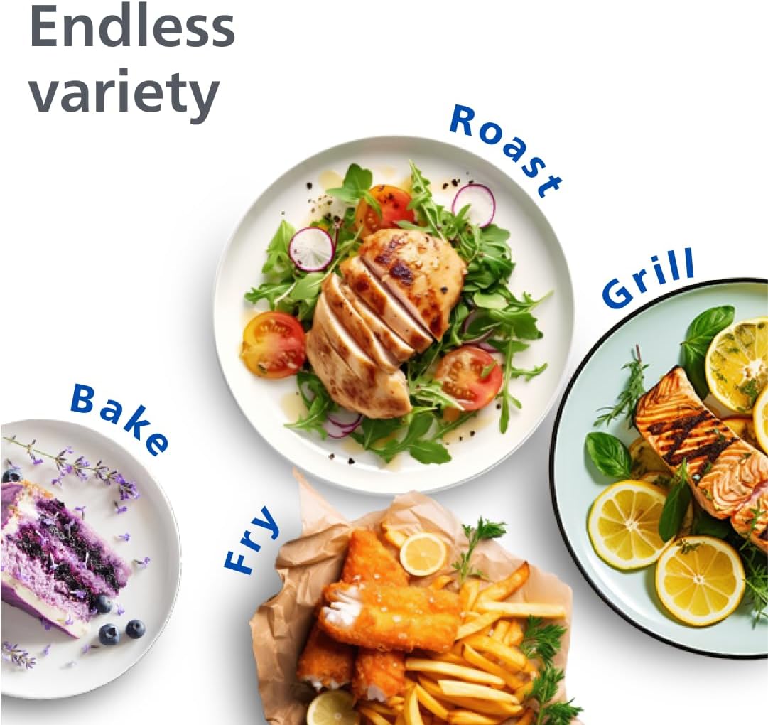 Philips Dual Basket Air Fryer 3000 Series — 8-in-1 functions, 9.5 Quarts Airfryer, 2 Drawers, Auto-sync Cooking Time, 90% Less Fat, Rapid Air Technology, HomeID App, Dishwasher Safe, Black (NA351/00)