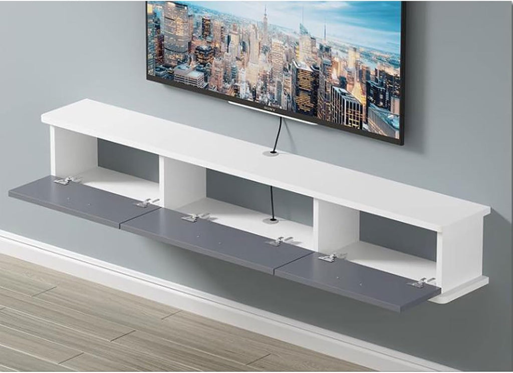 Wall Mounted TV Cabinet Floating TV Shelf Wall Shelf TV Stand Media TV Console TV Bracket Entertainment Center Storage Cabinet for Office Bedroom Living room Audio-visual Equipment Shelves Book Shelf