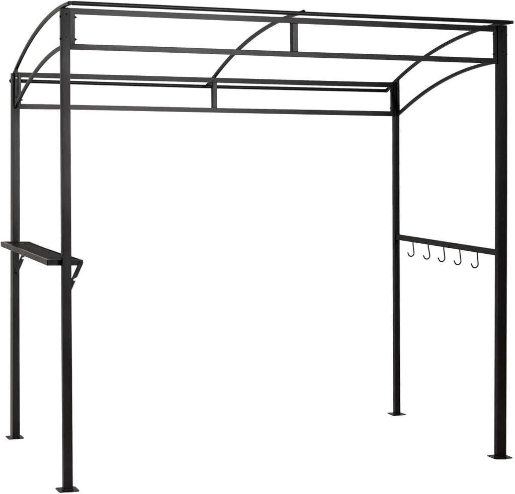 Giantex 7x4.4ft Grill Gazebo, Patio Outdoor Backyard BBQ Canopy Shelter, Soft Top, Heavy-Duty Steel Construction, Storage Shelf, Hanging Hooks, Bear Opening Setting, Anchor Kit (Beige)