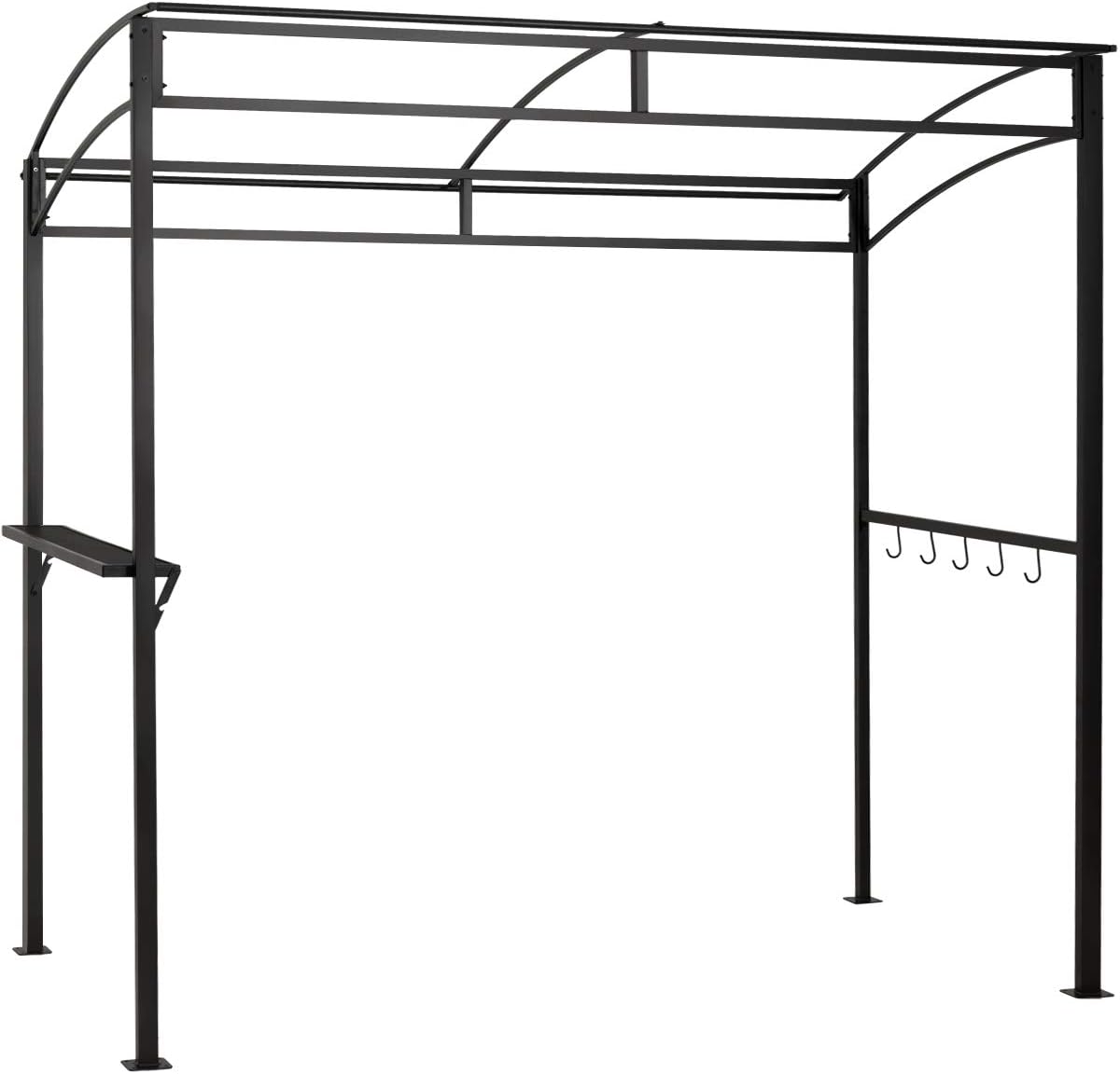 Giantex 7x4.4ft Grill Gazebo, Patio Outdoor Backyard BBQ Canopy Shelter, Soft Top, Heavy-Duty Steel Construction, Storage Shelf, Hanging Hooks, Bear Opening Setting, Anchor Kit (Beige)