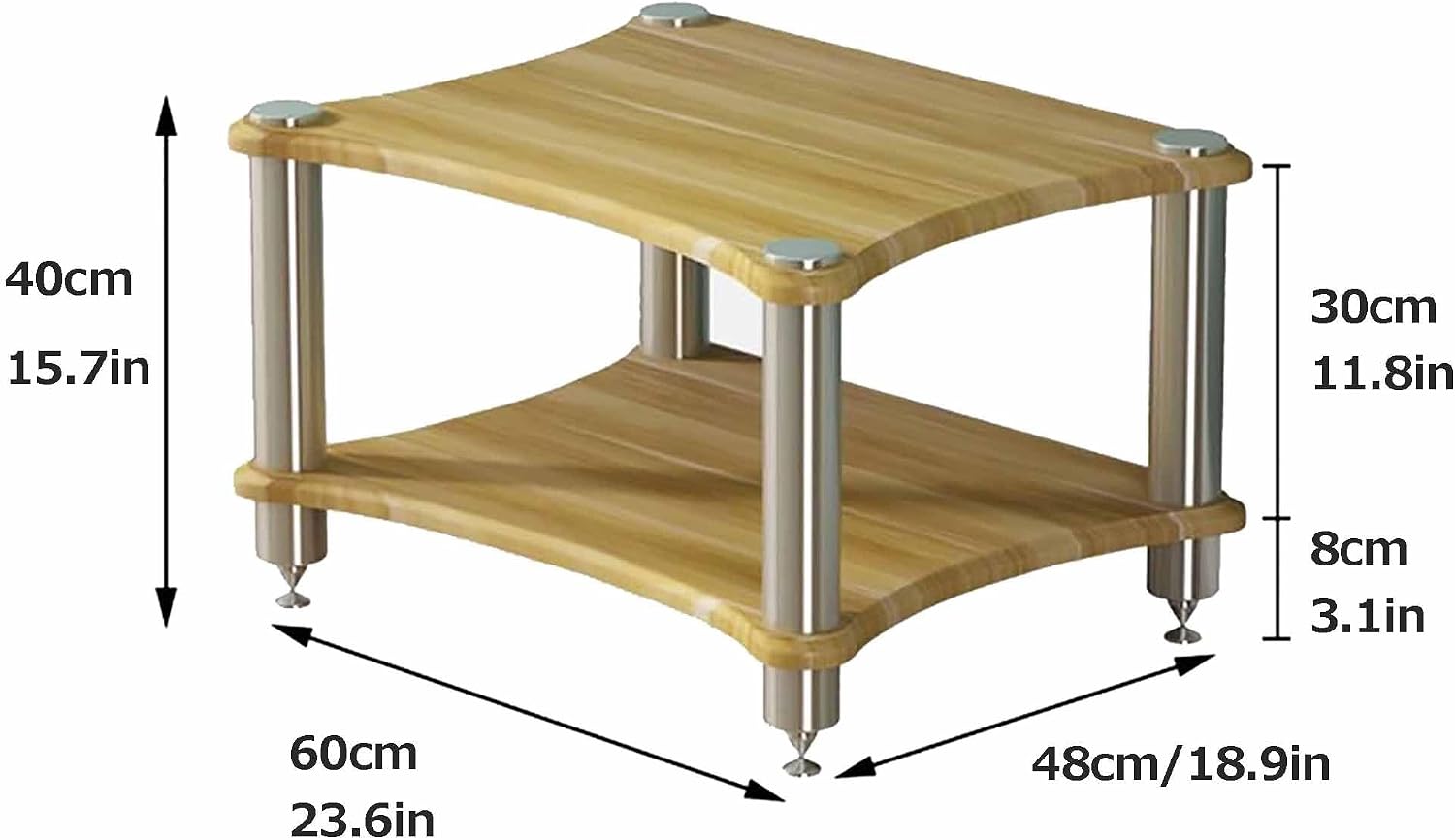 Pomelo Wood AV Media Stand - Stylish Audio Component Rack & Amplifier Shelf, Compact Stereo Cabinet & Rack Tower for Home Entertainment (60x48x40cm)