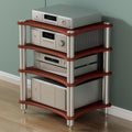 1 2 3 4 Tier AV Media Stand Component Cabinet Corner Shelf Wooden Stereo Cabinet Audio Rack Tower CD Player Stand for Home/Office/Audio Video/DJ/Theater ﻿ ﻿(Red Walnut,4 Tier-60x50x80cm)