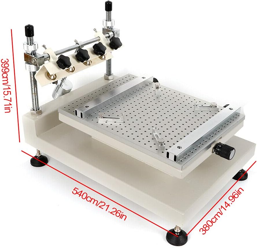 3040 Solder Paste Printer, PCB Stencil Printer, Manual Control Screen Printing Table with 4 Knobs and A Pressure Plate, Adjustable Height and High Repetition Accuracy