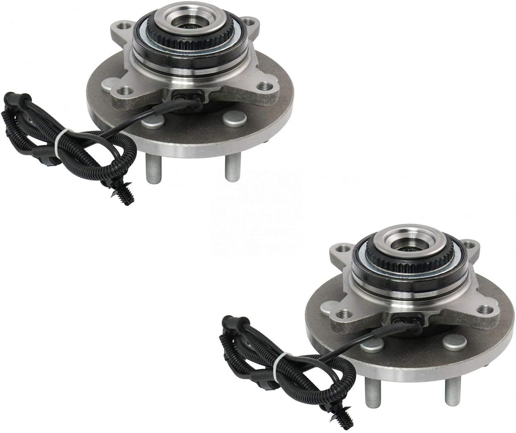 TRQ Front Left and Right Wheel Bearing and Hub Assembly 2 Piece Set for 4 Wheel Drive Models ONLY Compatible with 2015-2017 Ford F150 4x4