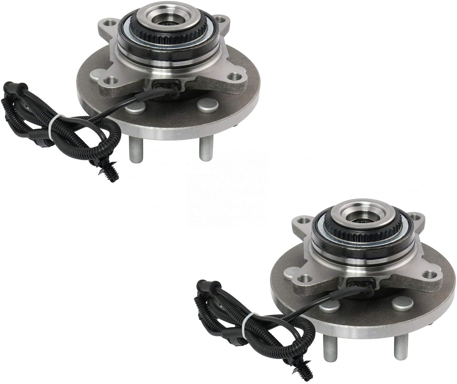 TRQ Front Left and Right Wheel Bearing and Hub Assembly 2 Piece Set for 4 Wheel Drive Models ONLY Compatible with 2015-2017 Ford F150 4x4