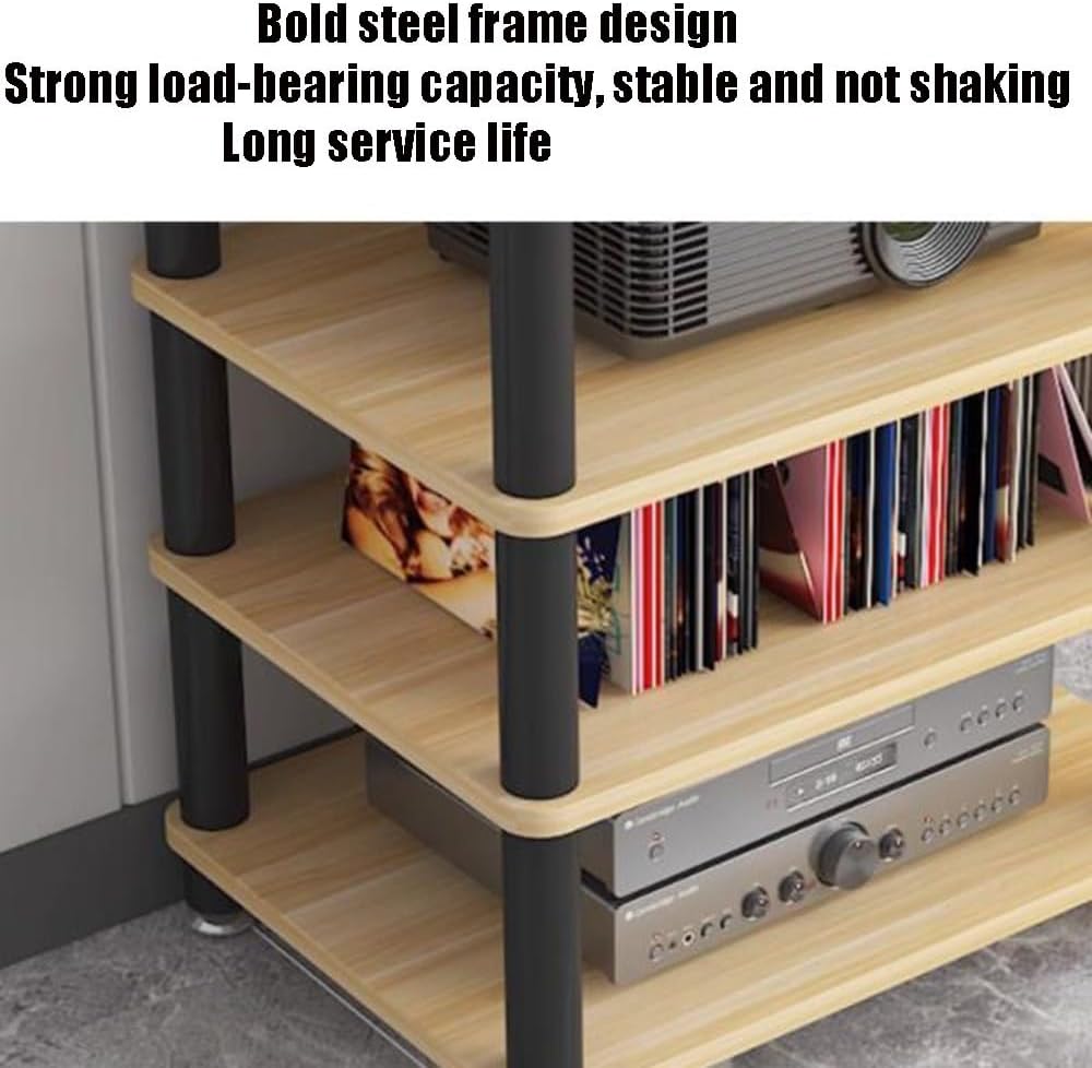 Audio Component Rack 1/2/3/4-Layer HiFi Audio Cabinet AV Media Storage Shelves Open Stereo Cabinet for HiFi Audio Equipment(Black,1 Tier/60x40x5cm)