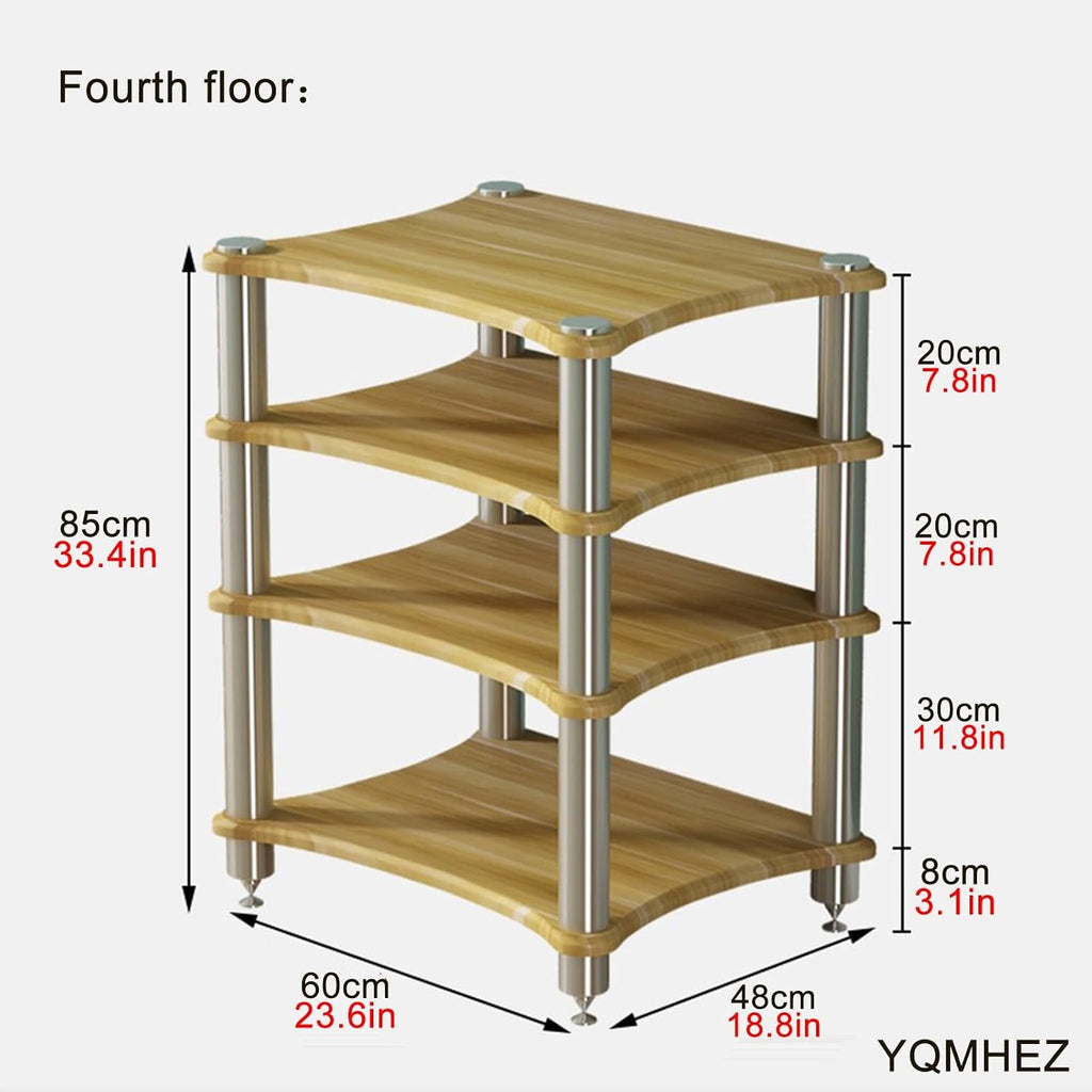 1/2/3/4-layer HiFi Media Stand, Stereo Cabinet, MDF Stand Audio Rack with Shock-Absorbing Feet Power Amplifier, Shelf Equipment Cabinet, for Recording Room(Walnut,4 Tier-23.6x18.8x33.4in)
