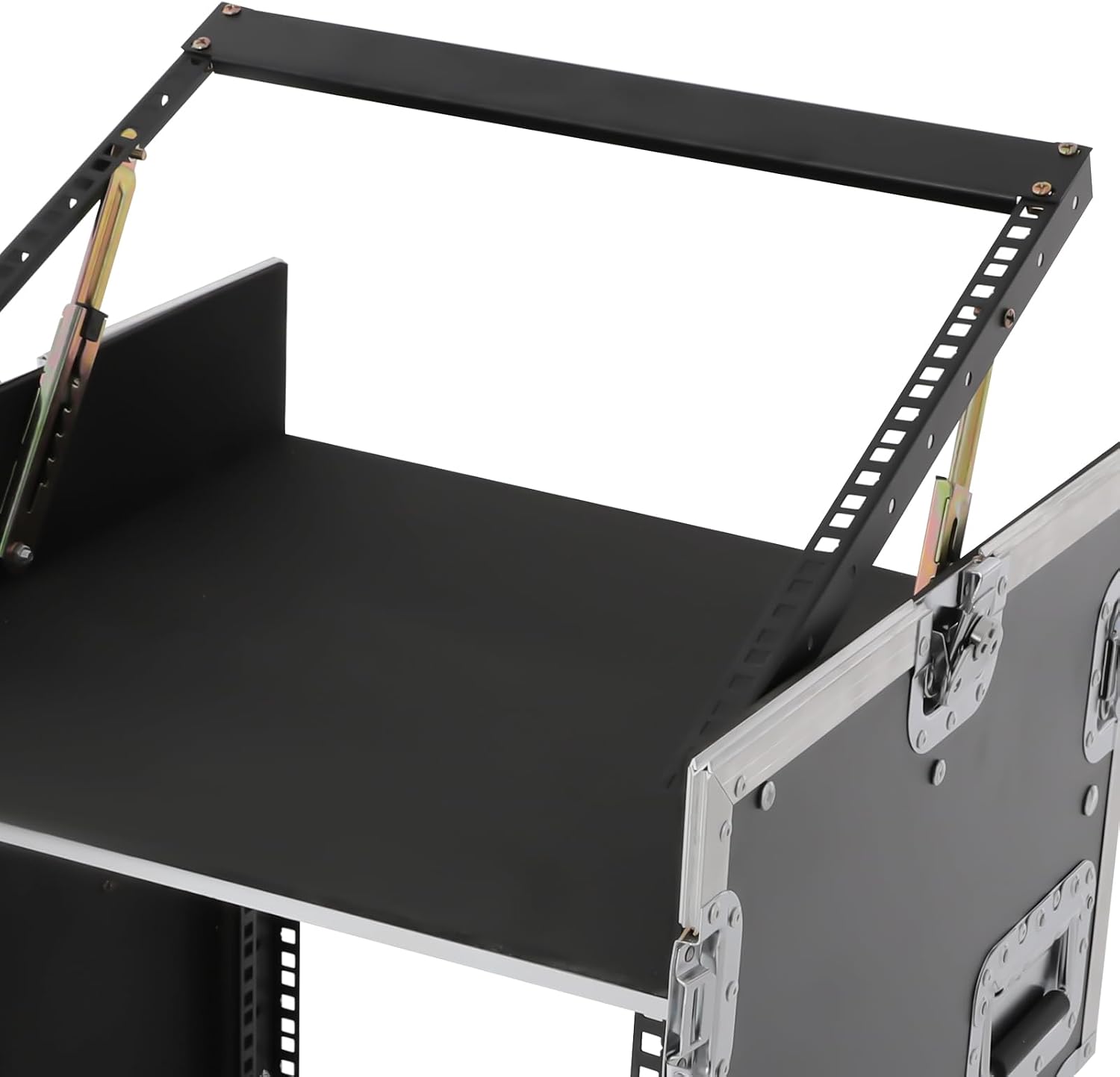 14U PA DJ Rack/Road ATA Case, Network & Stereo Rack with Slant Mixer Tops, Heavy-Duty DJ Work Table Rolling Studio Equipment Cabinet, Amplifier Mixer Storage Stand for Pro Tour Grade, Live Sound