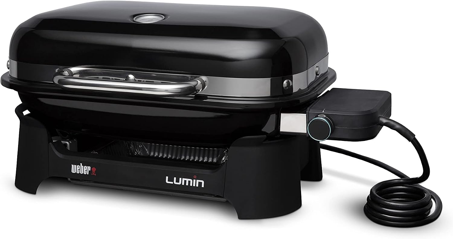 Weber Lumin Compact Outdoor Electric Barbecue Grill, Black - Great Small Spaces such as Patios, Balconies, and Decks, Portable and Convenient