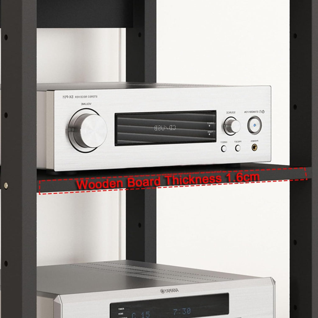 SOBS 5/6/7-Tier AV Media Stand Audio Rack CD Player Stand Stereo Component Storage Cabinet with Height Adjustable Wooden Shelf for Home/Office/Theater, 50x40x131cm (Color : 6 Tier)