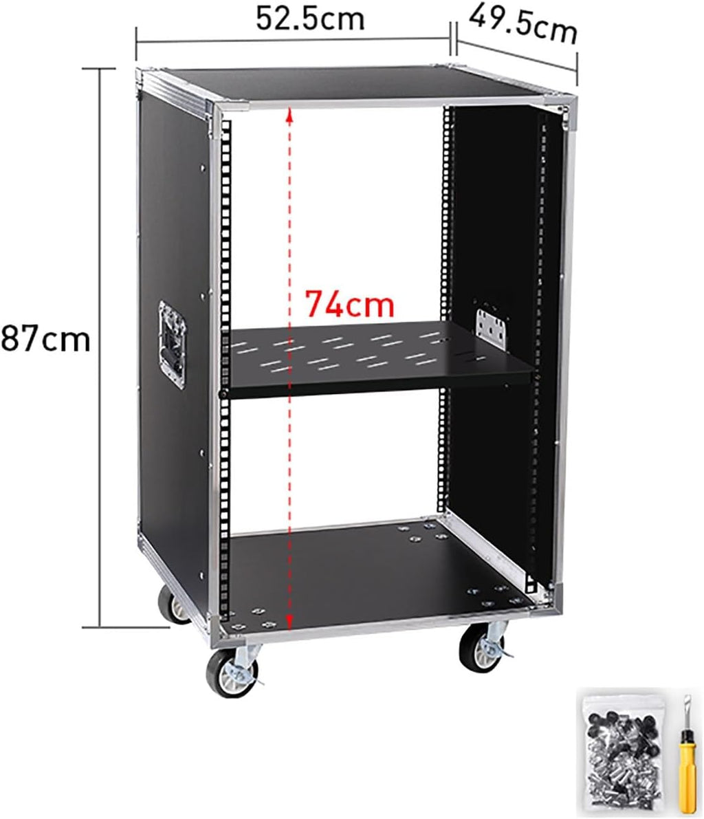 Portable Network Rack，Open Frame Rack，for Servers & AV Gear，with Caster Built-in Handle Network Rack， Rolling Network Rack（16U -87x52.5cm） (Size : 16U-1TIER-87X52.5CM)