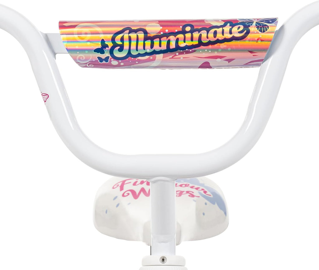 Huffy Illuminate Bike for Girls, 12/16/20 Inch Size Options, Ages 3+ Years Old, Removable Training Wheels (12' and 16' Only), Multiple Color Options, Easy Assembly, Adjustable Seat, Durable