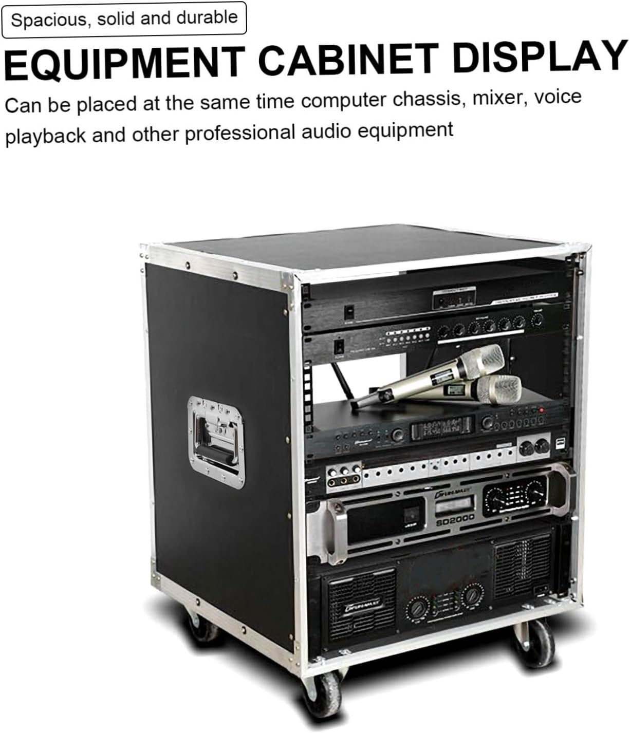Cabilock Open Frame Microphone Rack Stereo Cabinet Alloy Audio Equipment Stand for Mixer Computer Chassis and Professional Gear Easy Assembly Capacity