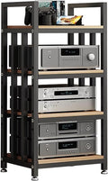 4 Tier Furniture Media Stand DVD CD Player Stand Audio Rack Power Amplifier Equipment Cabinet Floorstanding Storage Shelves Wooden Shelf Height Adjustable 50x40x100cm (Color : Black)