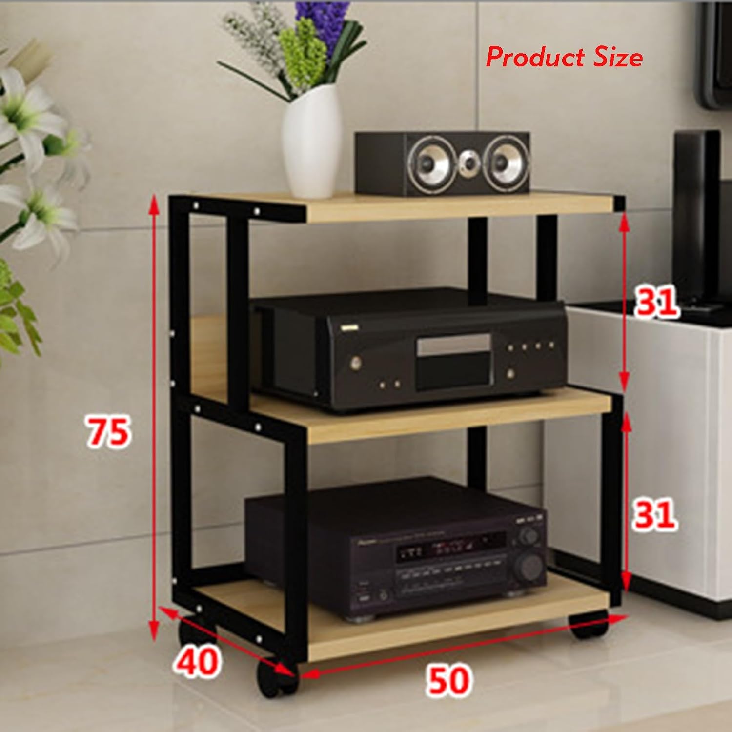 AV Media Stand,3-Tier AV Media Storage Cabinet, Audio and Video Equipment Storage Rack,Suitable for Offices,Living Rooms and Study Rooms (Color : Style 2)