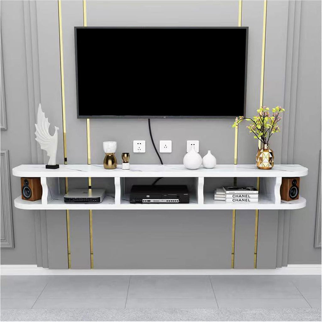 Wall mounted TV Cabinet Decorative Wall Display Floating Shelf Wall Shelf TV Stand TV Media Console Audio-visual Equipment Shelves TV Shelf Wall-Mounted Cable Management Storage Shelf Gaming Shelf