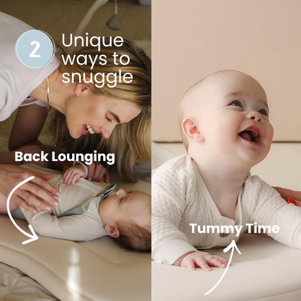 Snuggle Me® Baby Lounger Curve (0-6 Months) - Premium Organic Cotton with Foam Core, Machine-Washable Cover, Buttery-Soft & Breathable CSPC Compliant Infant Lounger Baby Nest with Travel Bag - Natural