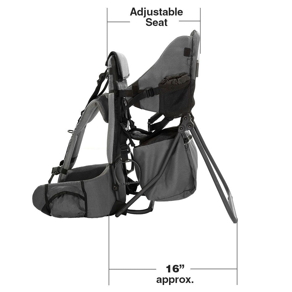 ClevrPlus Cross Country Baby Backpack Carrier, Grey, Toddler Hiking Backpack with Comfortable Seat, Adjustable Straps & Belt, Foldable Frame Lightweight Large Capacity Child Carrier for Outdoor