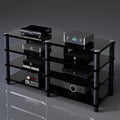 Portable Media Storage Rack Modern Cabinet with Cable Management Audio Rack for Entertainment Stereo Components HiFi Audio Equipment(A,Four Layers)