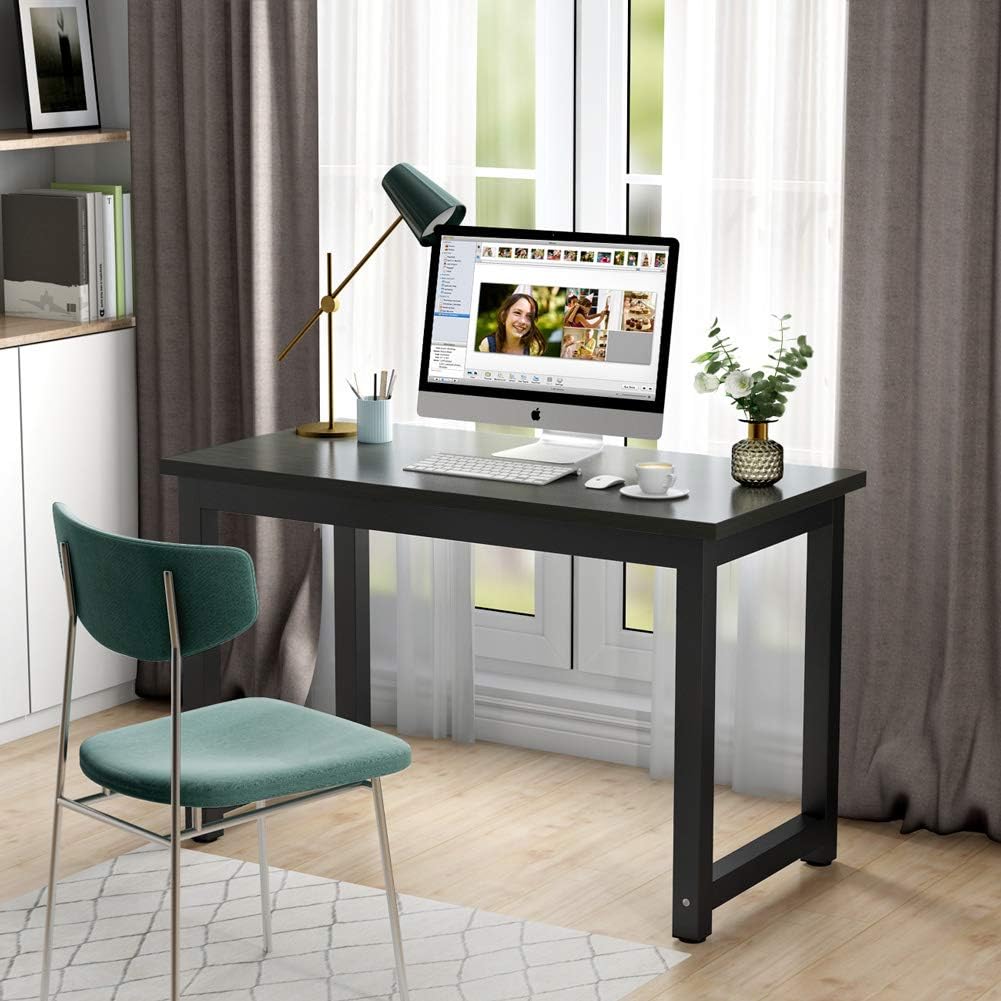 Tribesigns Computer Desk, 47 inch Modern Simple Office Desk Computer Table Study Writing Desk for Home Office, Black