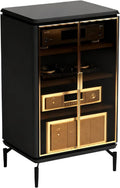 Audio Rack Cabinet HiFi Rack Corner Entertainment Center Media Cabinet with Glass Door Component Storage and Collection Display(Black,60 * 45 * 95cm/23 * 17 * 37in)