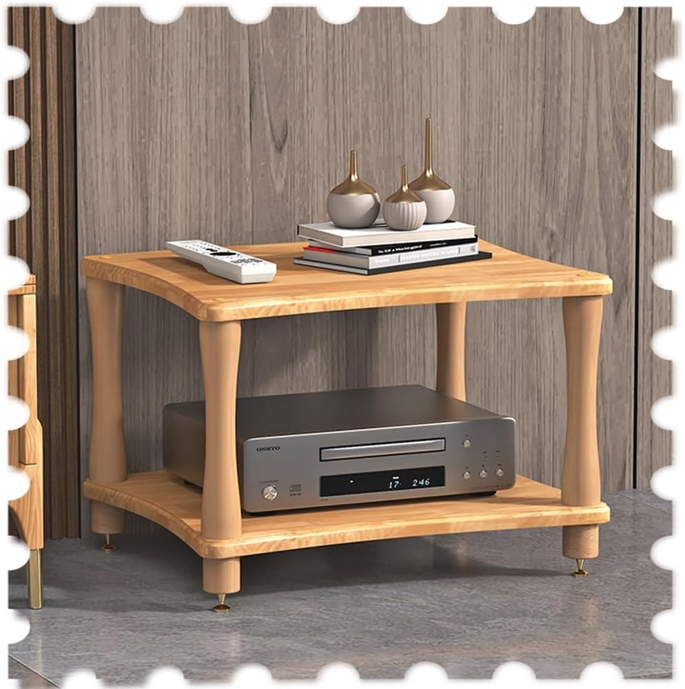 Wooden AV Cabinet 2/3/4 Tier Audio Component Rack Media Storage Stand for HiFi Audio Equipment, Open Stereo Cabinet(Wood Color,2Tier-42cm Tall)