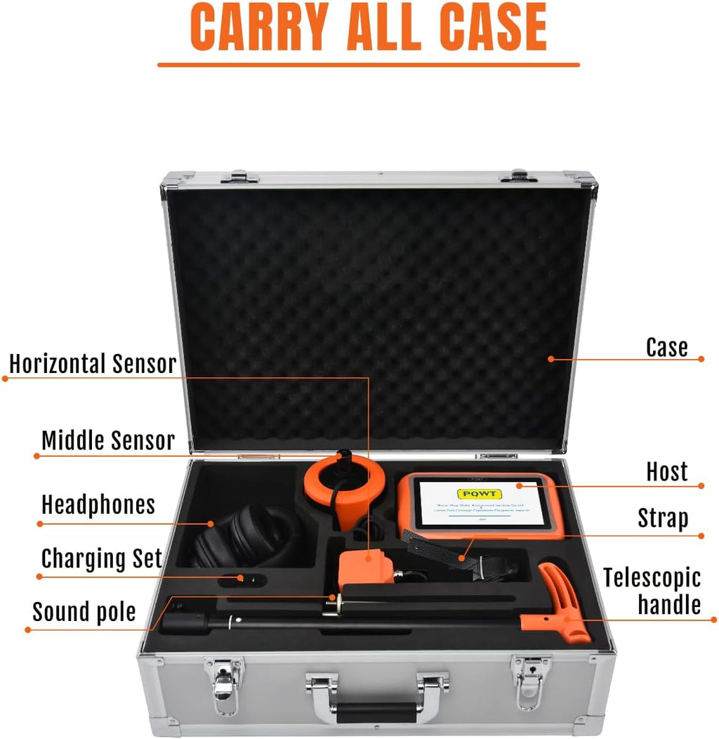 Water Leak Detector, Wall/Outdoor Underground Water Leak Detector with High-Precision Sensor Carry Case 5m Depth - L3000