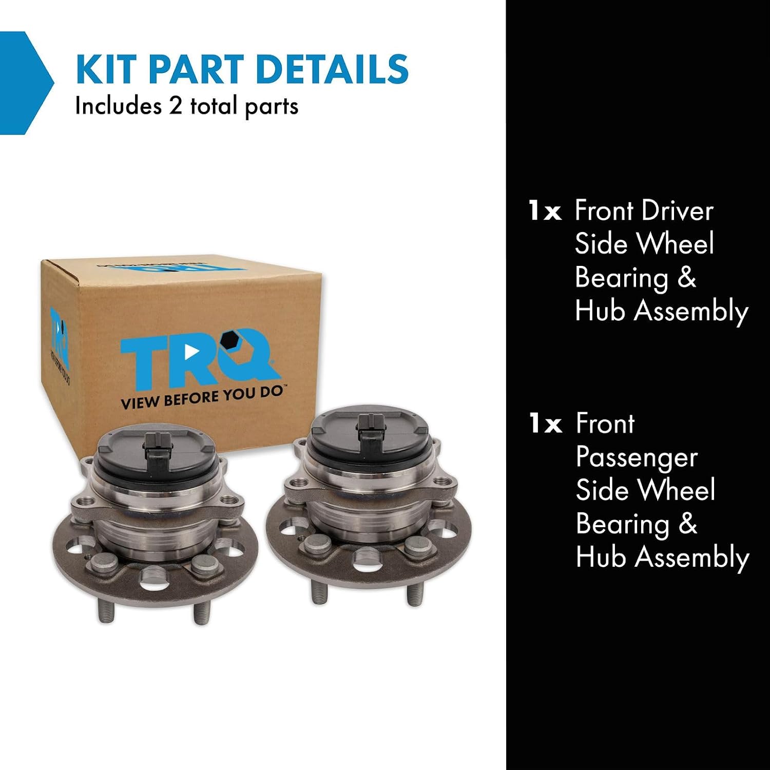 TRQ Front Left and Right Wheel Bearing and Hub Assembly Set 2 Piece Compatible with 2019-2022 Genesis G70 Rear Wheel Drive 2018-2019 Kia Stinger Rear Wheel Drive