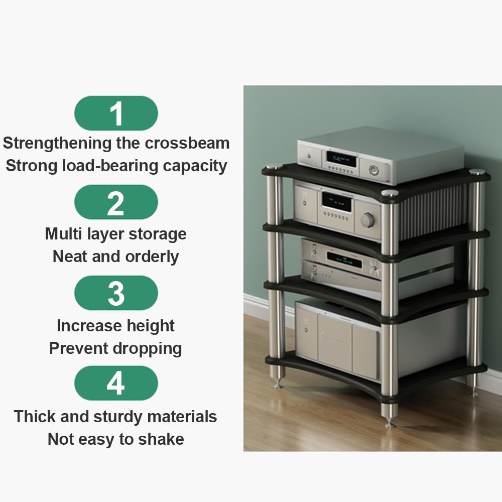 1/2/3/4 Tier Wooden AV Media Stand - Audio Video Component Cabinet, Office & Entertainment Storage Rack， for Stereo, CD Player, DJ & Home Theater Equipment(Pomelo Wood,3 Tier-60x50x60cm)