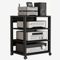 YLLFFLL Black Audio Component Rack Tower Media Stereo Stand Equipment Shelf, 3/4/5/6/7 Tier Media Storage Cabinet with Adjustable Shelf, HiFi Units Furniture(4 Layer)